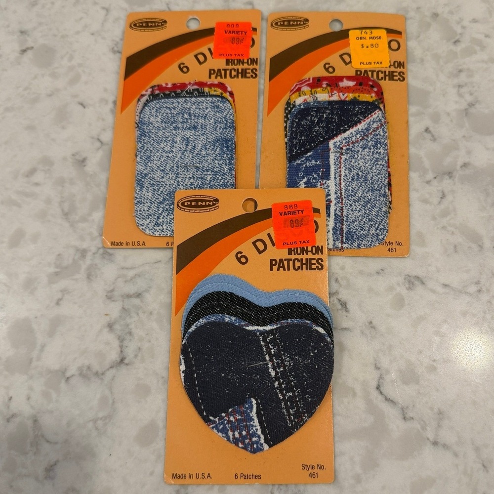 vintage Denim Iron On Patches Variety‎ Pack Style 461 Made in USA